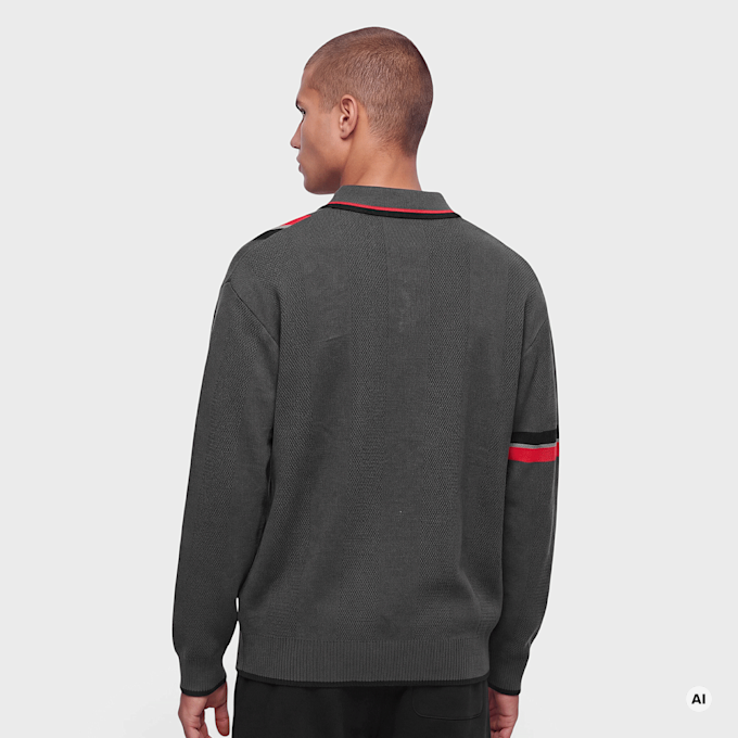Umbro Longsleeve Knitted Football Polo Grau 103749 2