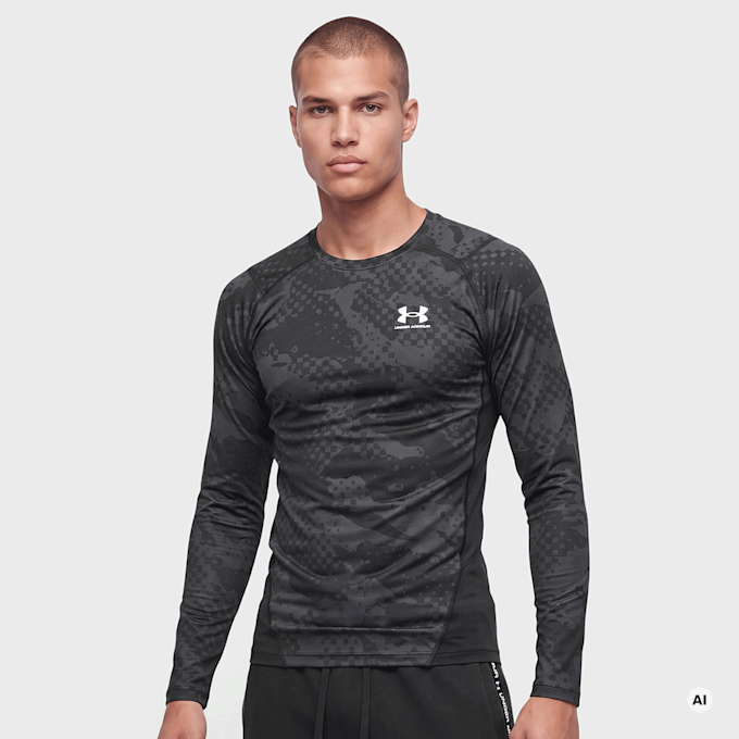Under Armour UA HG ARMOUR COMP PRINTED LS black/white nero 104789 1