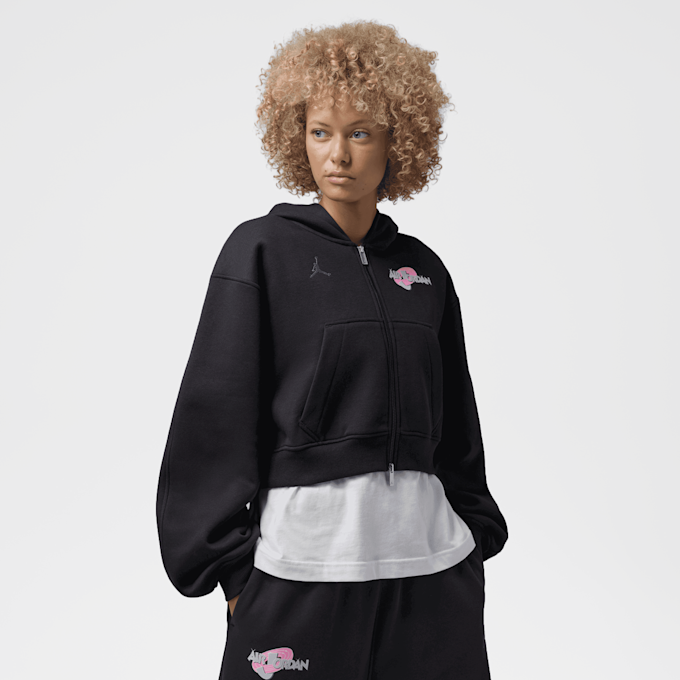 Jordan Brooklyn Space Jam Fleece Full-Zip Cropped Hoodie crna 105203 2