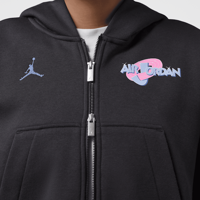Jordan Brooklyn Space Jam Fleece Full-Zip Cropped Hoodie zwart 105203 3