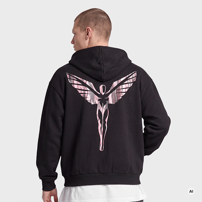 Colucci IKARUS BACKPRINT ZIP-HOODIE BLACK, AOP ROSE czarny 105218 2