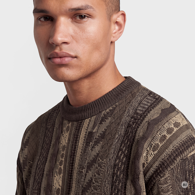 Colucci CREWNECK SWEATER AOP BROWN brun 105227 3