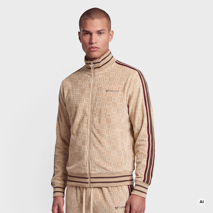 Colucci VELOURS CHECKERBOARD TRACKJACKET BEIGE beige 105235 1