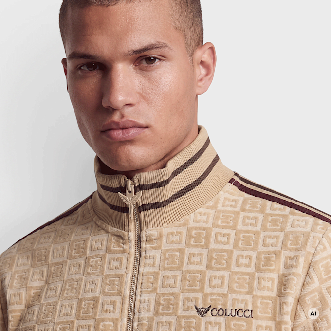 Colucci VELOURS CHECKERBOARD TRACKJACKET BEIGE beige 105235 3