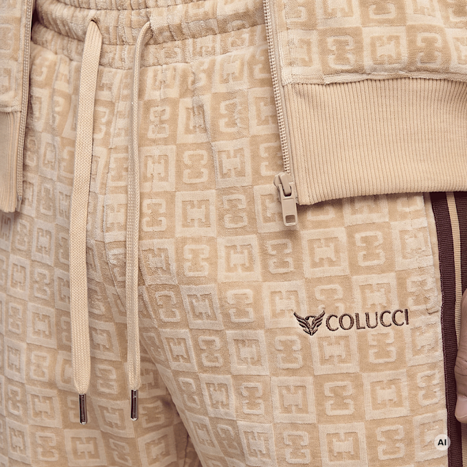 Colucci VELOURS CHECKERBOARD TRACKPANTS BEIGE bege 105236 3