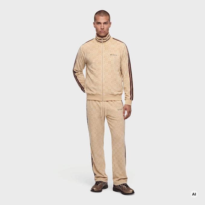 Colucci VELOURS CHECKERBOARD TRACKPANTS BEIGE beż 105236 4