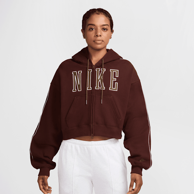 Nike Studio Fleece Medium Weight Oversized Crop Full-Zip crvena 105408 1