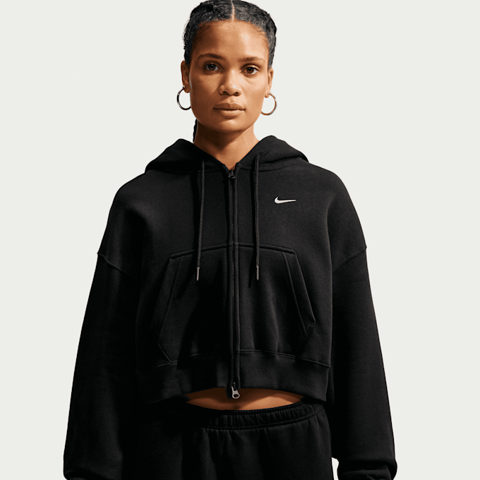 Nike Studio Fleece Medium Weight Oversized Crop Full Zip Hoodie schwarz 105550 1