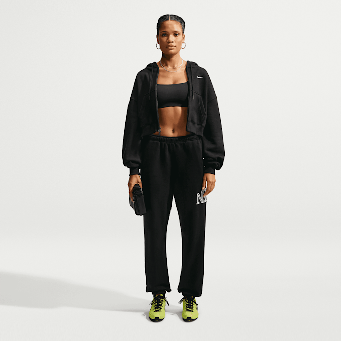Nike   Studio Fleece Medium Weight Oversized Crop Full Zip Hoodie zwart 105550 5