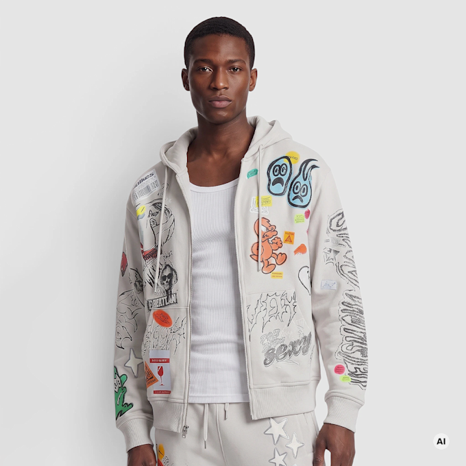 Smoke Rise Doodle Hoodie Multicolor 106953 1