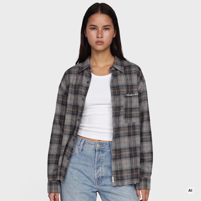 Another Cotton Lab Flannel Shirt Grigio 107055 1