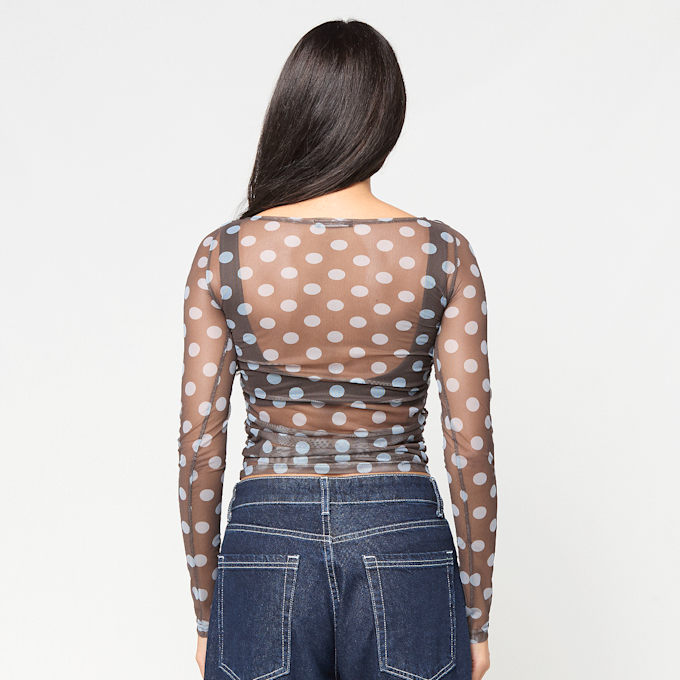 Decibel Polka Dot Mesh Longsleeve braun 107028 2