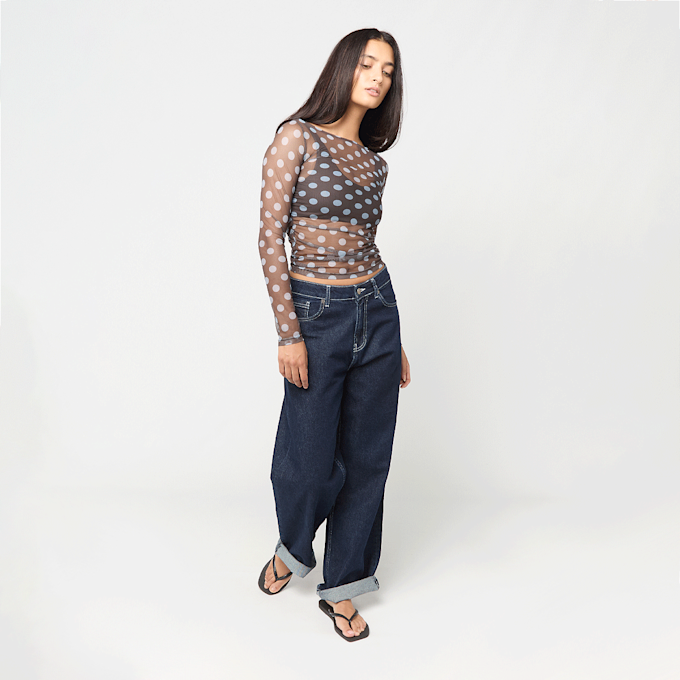 Decibel Polka Dot Mesh Longsleeve castanho 107028 3
