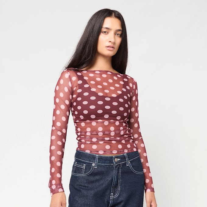 Decibel Polka Dot Mesh Longsleeve rot 107027 1