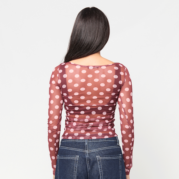 Decibel Polka Dot Mesh Longsleeve crvena 107027 2