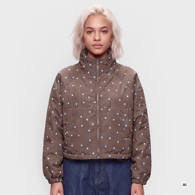 Decibel Polka Dot Funnel Neck Jacket braun 107026 1