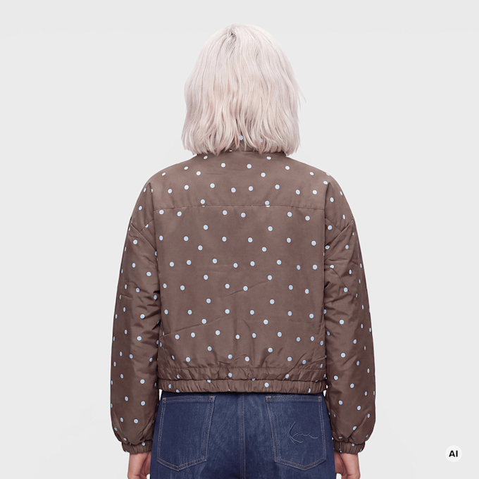 Decibel Polka Dot Funnel Neck Jacket brun 107026 2