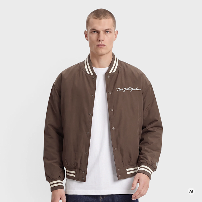 New Era MLB Wordmark Varsity Jacket Braun 107561 1