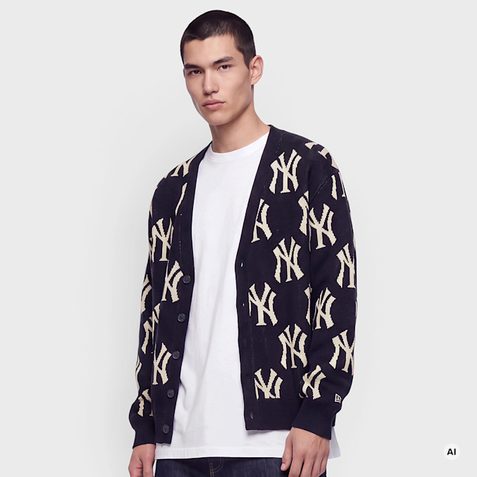 New Era MLB Logo All Over Print Cardigan bleu 107564 1