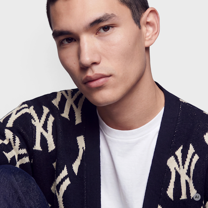 New Era MLB Logo All Over Print Cardigan Blu 107564 3