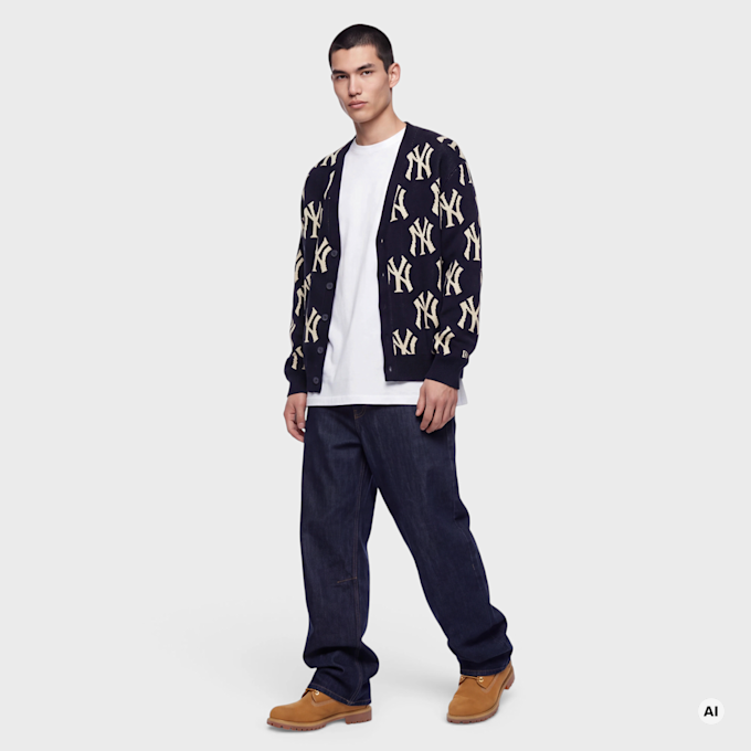 New Era MLB Logo All Over Print Cardigan Blau 107564 4