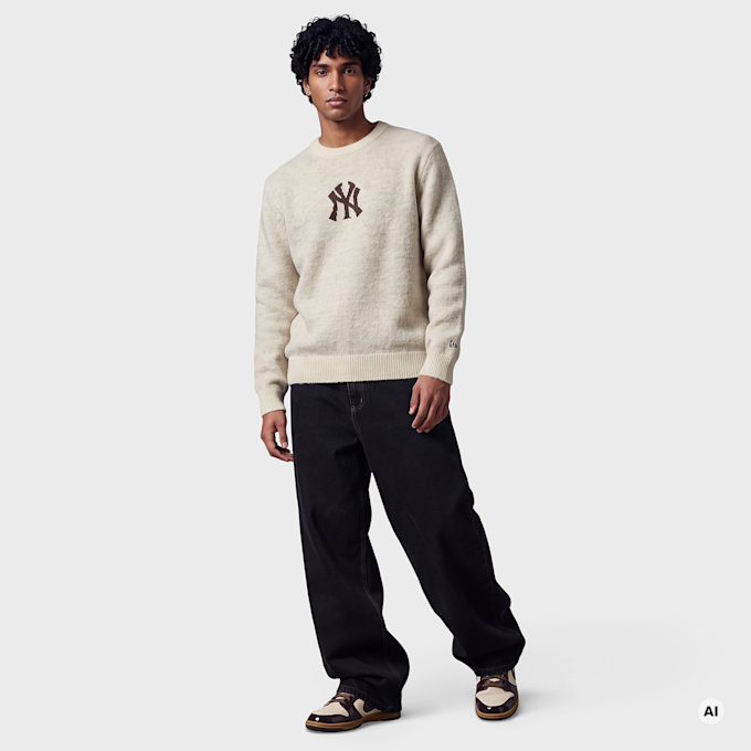 New Era MLB Large Logo Knit Crew beż 107569 3