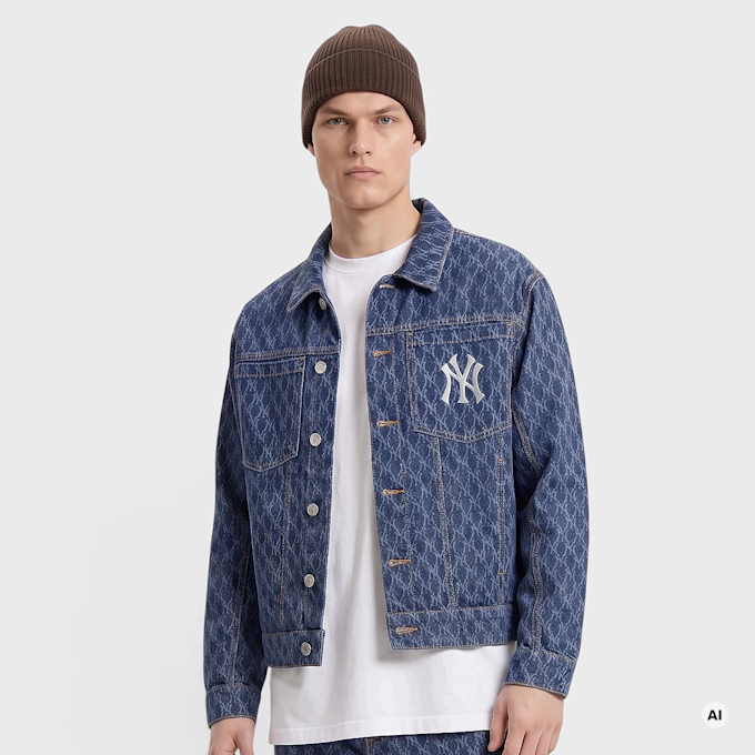 New Era MLB Logo All-Over-Print Denim Jacket plava 107587 1