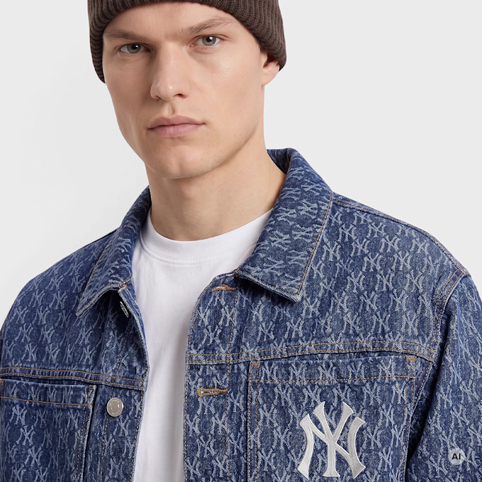 New Era MLB Logo All-Over-Print Denim Jacket bleu 107587 3