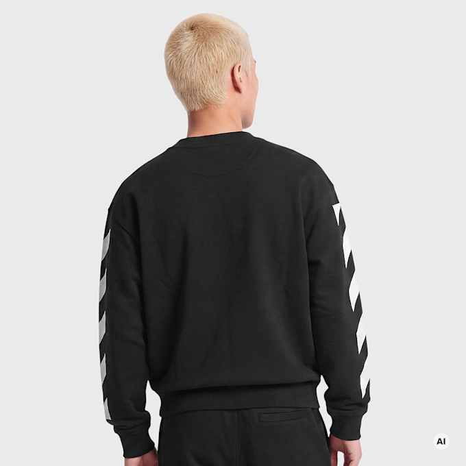 Off-White Diagonal Crew Neck Sweatshirt Schwarz 108885 2