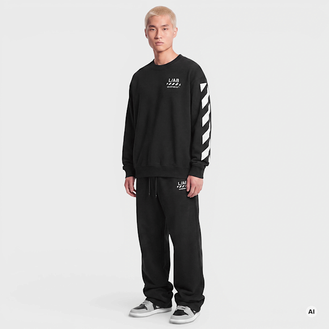 Off-White Diagonal Crew Neck Sweatshirt Schwarz 108885 4