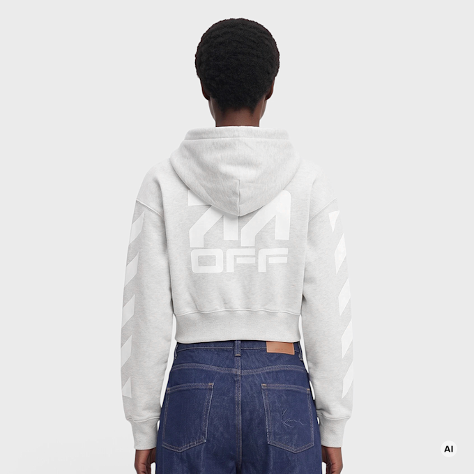 Off-White Crop Hoodie grijs 110097 2