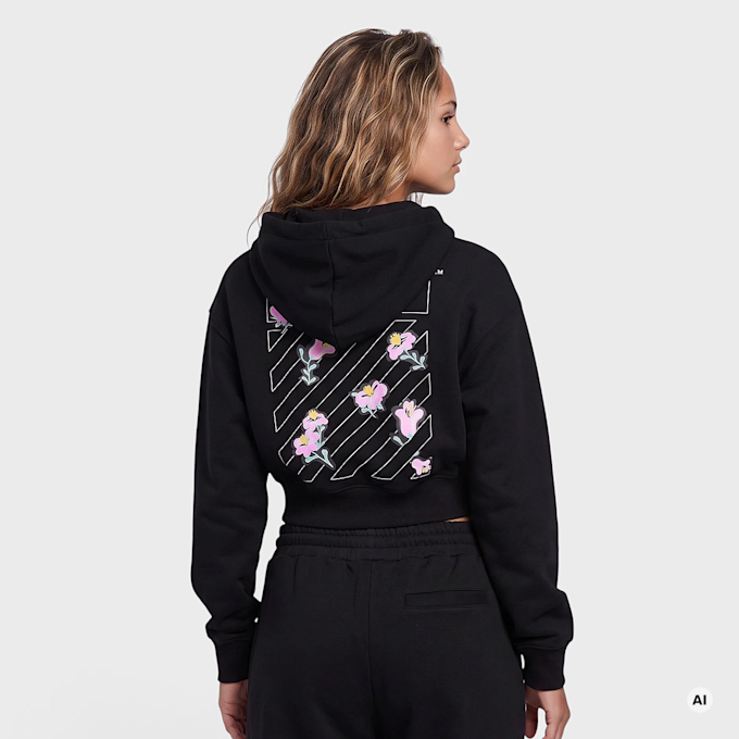 Off-White Crop Hoodie czarny 110101 2