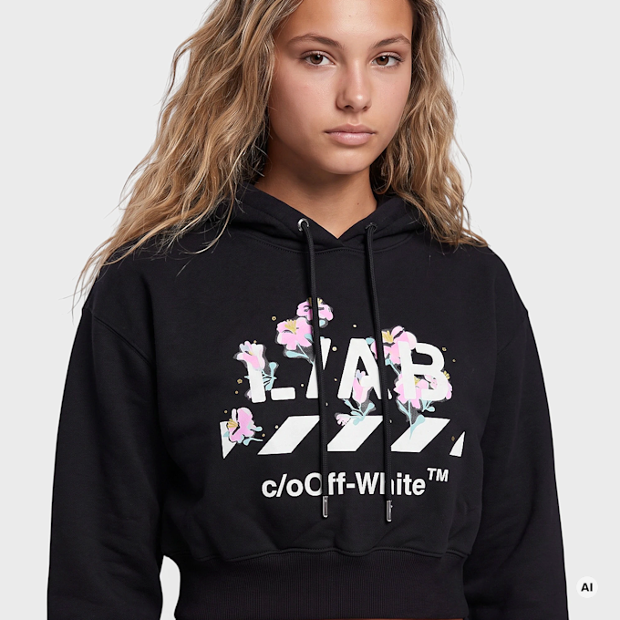Off-White Crop Hoodie czarny 110101 3