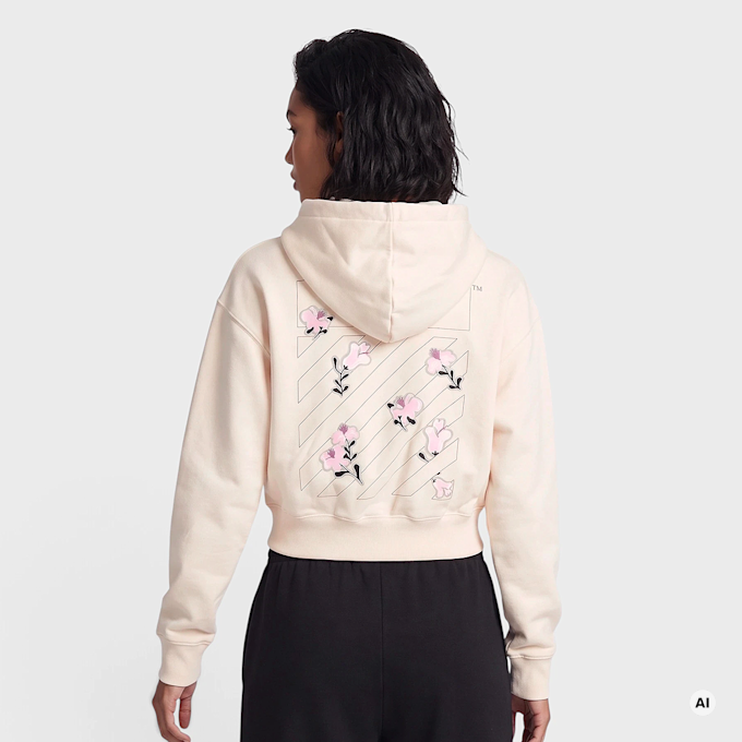 Off-White Crop Hoodie beige 110103 1