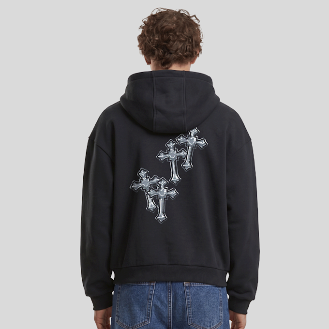 Mister Tee Six Crosses Fluffy Zip Hoody nero 138934 1