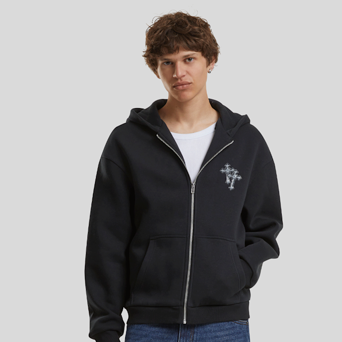 Mister Tee Six Crosses Fluffy Zip Hoody nero 138934 2