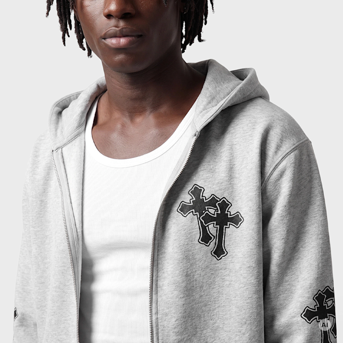 Mister Tee Many Crosses Fluffy Zip Hoody Grau 140084 3