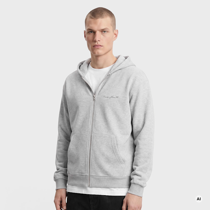 Mister Tee True Faith Fluffy Zip Hoody gris 140082 1