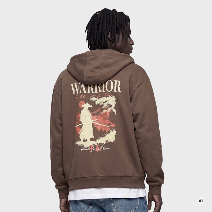 Mister Tee True Warrior Fluffy Zip Hoody smeđa 140074 1