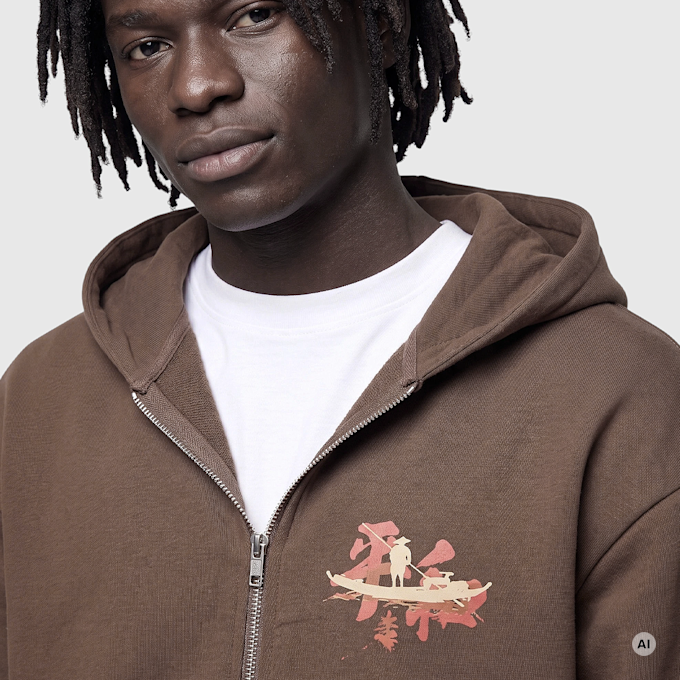 Mister Tee True Warrior Fluffy Zip Hoody castanho 140074 3