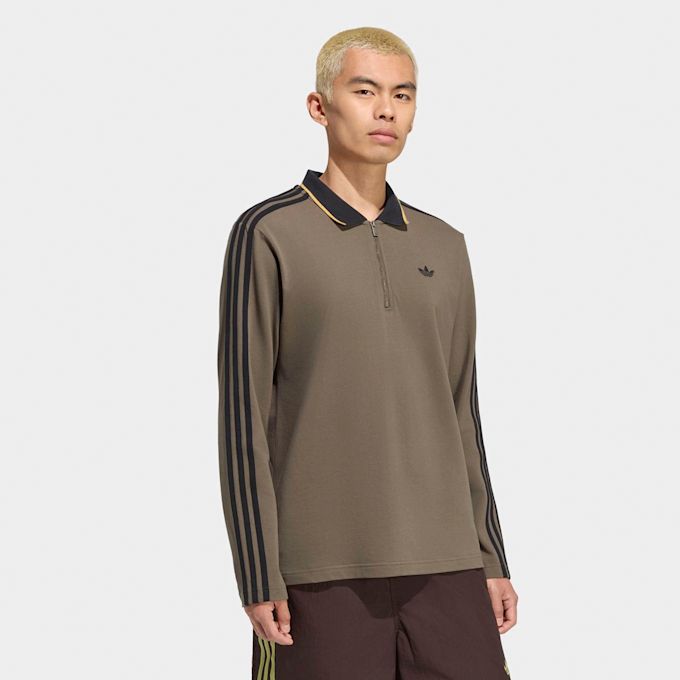 adidas Originals 3-Stripes Longsleeve Polo Braun 140286 1