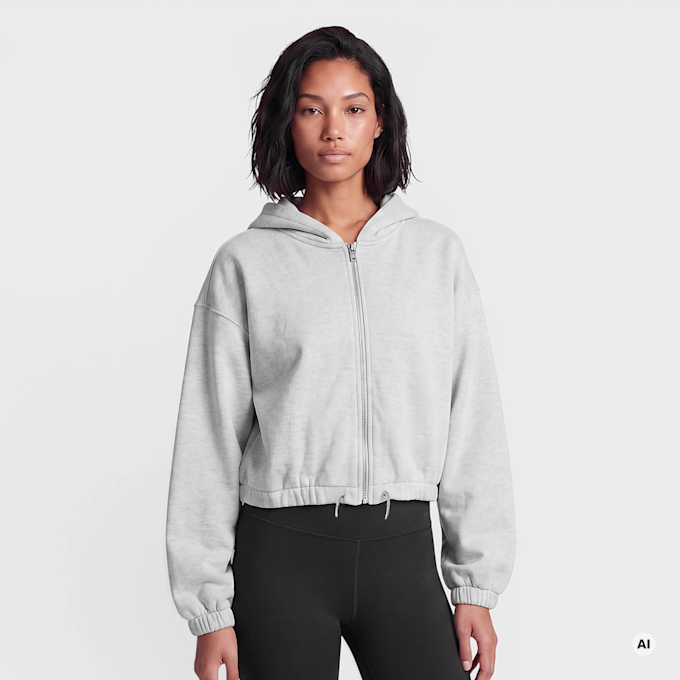 Urban Classics Ladies Fluffy Cropped Zip Hoodie szary 102027 1