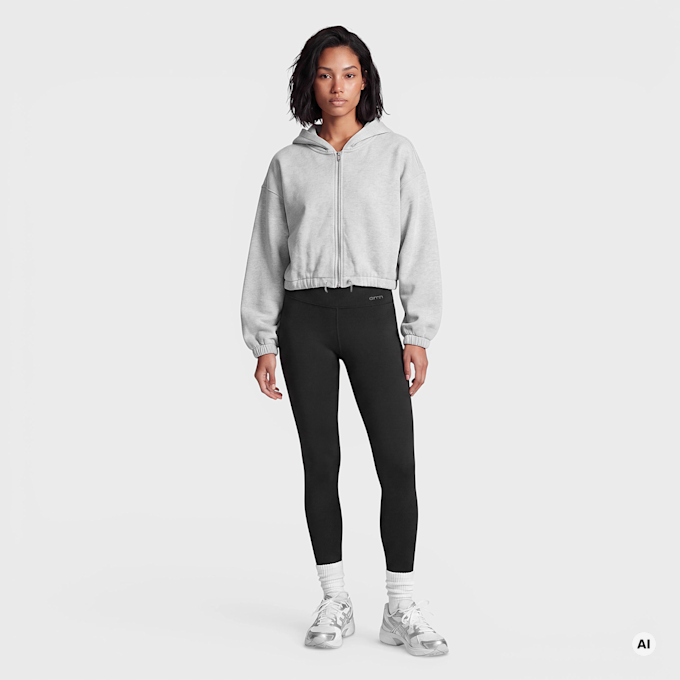 Urban Classics Ladies Fluffy Cropped Zip Hoodie grau 102027 4