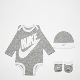 Nike   Futura Logo Long Sleeve Hat / Bodysuit / Bootie (3 Piece) gris
