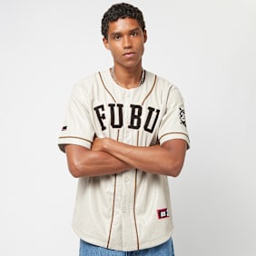 FUBU College Leather Baseball Jersey beige