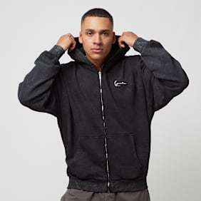 Karl Kani Chest Signature Oversized Washed Heavy Sweat Wolf Full Zip Jacket schwarz