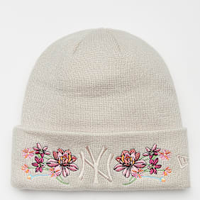 New Era Female Floral Cuff Beanie MLB New York Yankees beige