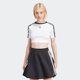 adidas Originals adicolor 3-Streifen Crop T-Shirt weiß