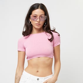 Sixth June Rib Shortsleeve Crop Top lichtroze