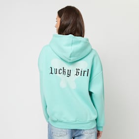 Felicious Regular Zipp Hoodie Lucky Girl turkusowy